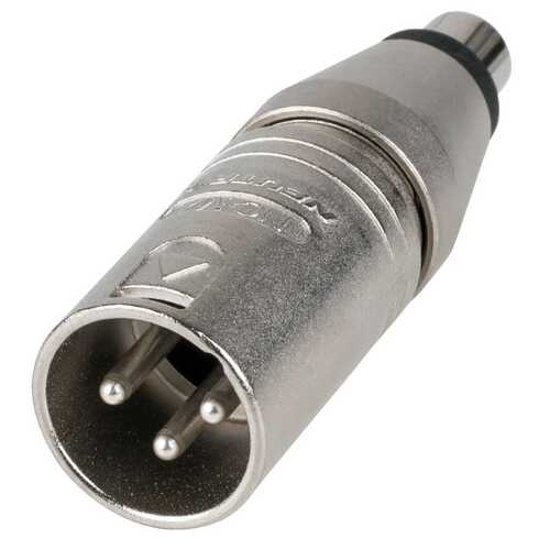 Neutrik NA2MPMF Male XLR to RCA / Phono Socket. Adaptor 3 Pole Silver PAIR (TWO)