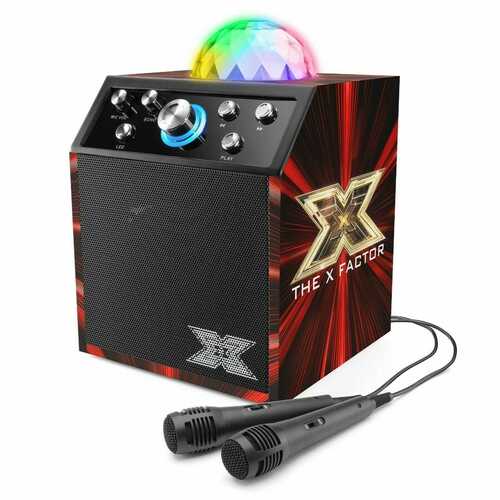 The X Factor Kids Karaoke Machine Disco Cube Speaker Portable Bluetooth 2 Mic's