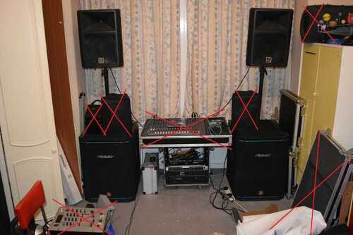 Passive PA System With 2 Subs, 2 Satellites, Amps, Crossover and Cables.