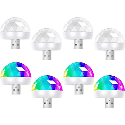 8 Pieces USB Mini Disco Light 1.58 Inch/ 4 cm Sound Activated Mini Disco Ball DJ