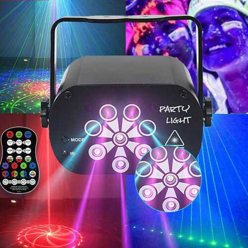 128 Pattern Disco Laser Light Projector Mini DJ Party Club LED RGB UV Black Lamp