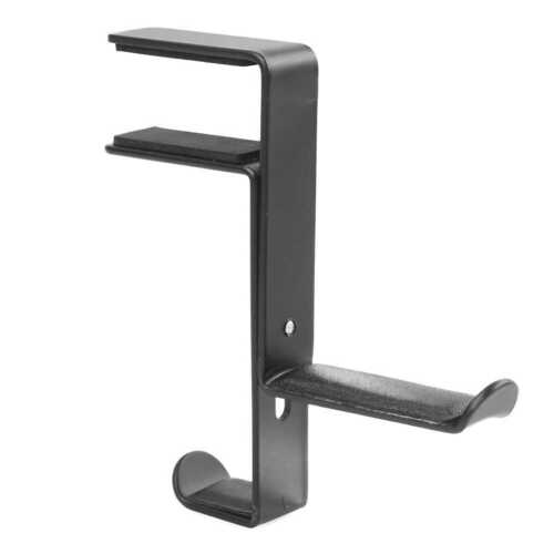 Metal Headset Holder Durable Desktop Mount Clamp Hook Stand Holder (Black)