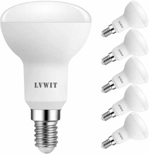 R50 E14 LED Bulb, 6-Pack, 470Lm, LVWIT Reflector 4.9W Replace 6500k Daylight