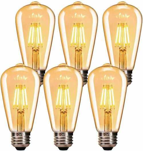 Vintage LED Edison Bulb, CMYK Light Bulb 4W (40W Equivalent) 6 Pack