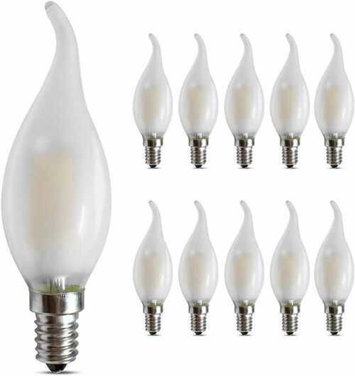 E14 Dimmable LED Candelabra Bulbs 4W, 2700K Warm Soft White Frosted Bent Tip