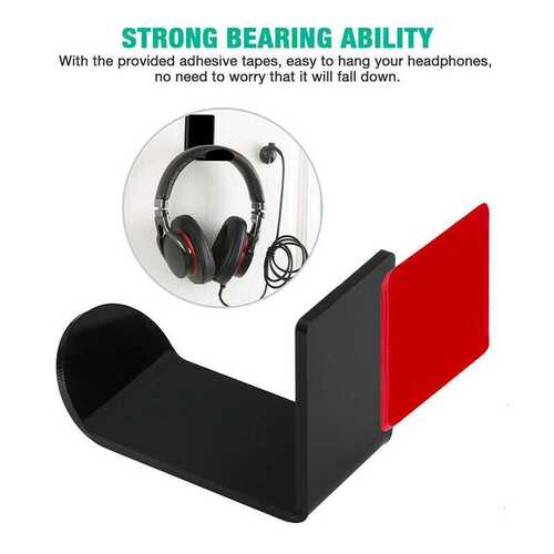 Headphone Hanger Holder Acrylic Hook Under Desk Wall Mount Headset Display Stand