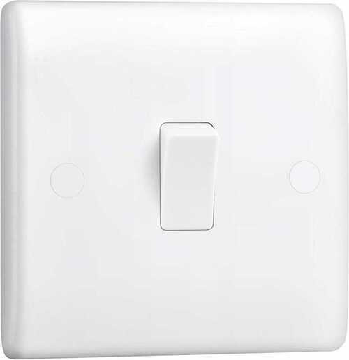 BG Electrical Single Light Switch, White Moulded, 2-Way, 10AX