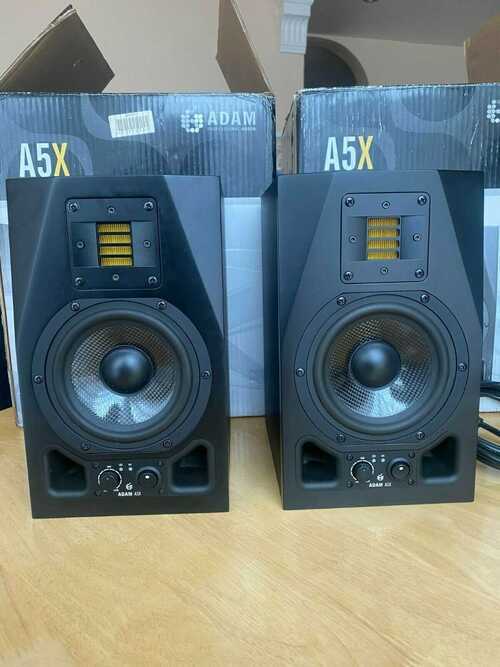 Studio monitor speakers Adam 6 ax5 pair, x2,black with boxes and cables