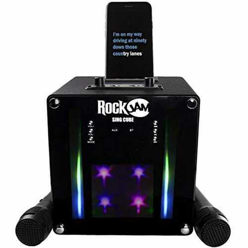 RockJam RJSC01-BK Singcube Rechargeable Bluetooth Karaoke Machine with Two Micro