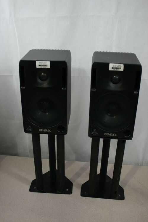 Pair of Ex-BBC GENELEC 1029A Active Monitor Speakers on Stands (22_K)