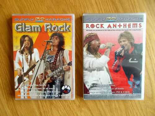 GLAM ROCK and ROCK ANTHEMS X 2 KARAOKE DVD  by SUNFLY - SHRINKWRAPPED UNOPENED