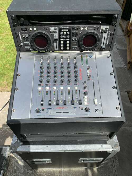 Pioneer CMX-3000 and Allen and Heath Xone:62 DJ Mixer in custom flight case