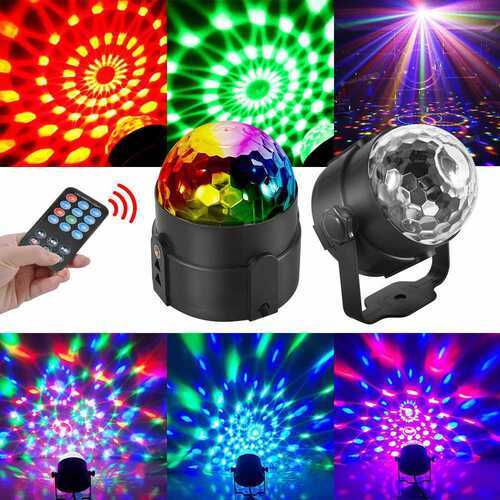 RGB LED Disco Ball Stage Effect Light Party Wedding Club Rotating Lamp +Remote