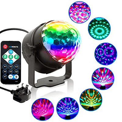 KOOT Disco Lights With RGB-7 Color, Sound Activated And Remote Control Disco -