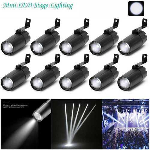 10PC Monochrome LED Stage Lights White Beam Pinspot Club DJ Disco Decor Lighting