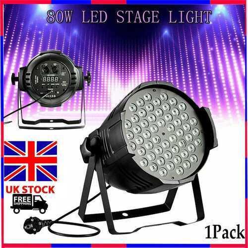 80W LED RGB Par Can Stage Lights Flat DMX512 DJ Disco Bar Uplighter Lighting UK