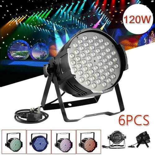 6PCS 54 LED Stage Lights RGB Par Can Flat DMX512 DJ Disco Bar Uplighter Lighting