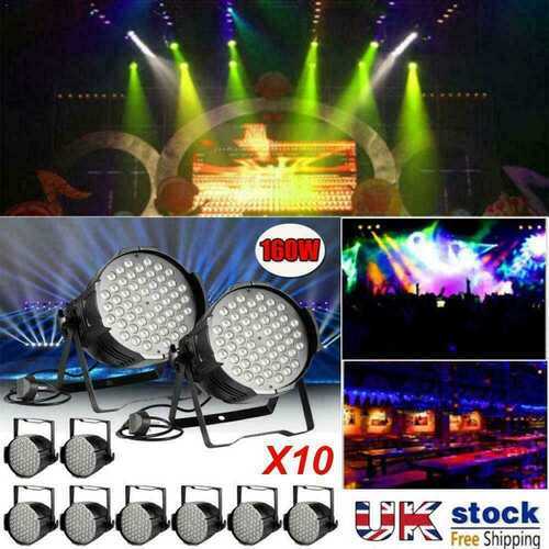 10 x 160W LED Stage Light With UK Plug RGB Color Party DJ Disco Birthday Lights