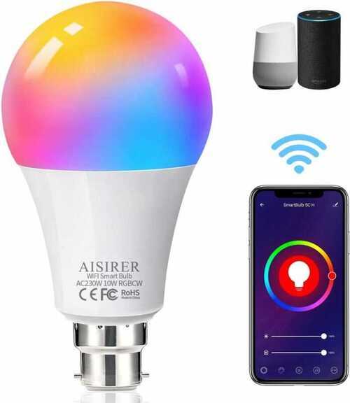 Alexa Smart Bulb WiFi Light B22 Bayonet by AISIRER, Changes colour with...