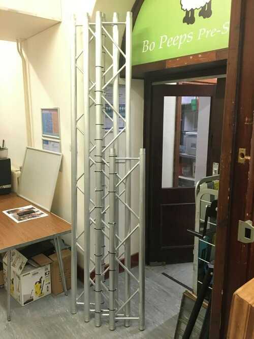 Lighting truss (flat) 3 x 2.5m plus 1 x 1.45m w 26cm drop /w spit pin connectors