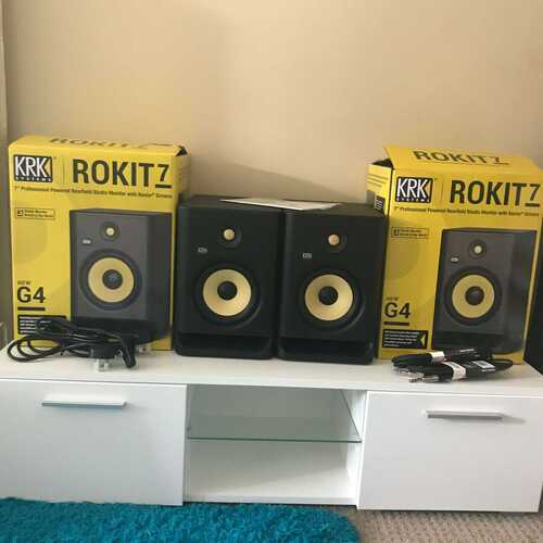 KRK Rokit RP7 G4 X 2 (Pair) + Foam Isolation Pads + Cables - BRAND NEW