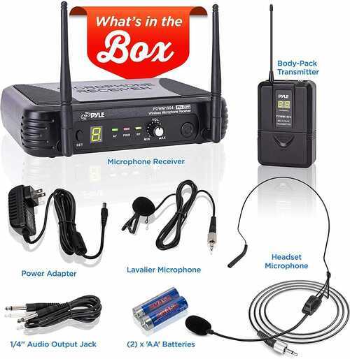 Pyle PDWM1904 UHF Wireless Professional Microphone System, Lapel and Headset Mics