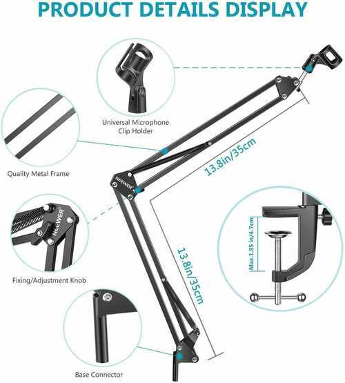 Neewer Adjustable Microphone Suspension Boom Scissor Arm Stand, Compact Mic Stan