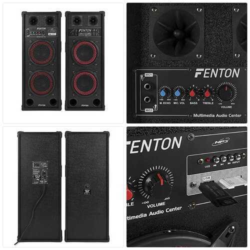 Pair of Double 8 inch Powered Bluetooth Speakers with SD USB MP3 File Reader Mic