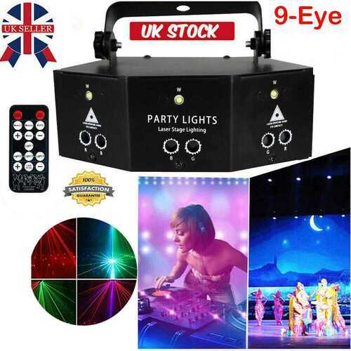 9 Lens RGB Scan Laser Light DMX Line Beam Scanning Stage Lighting DJ Dance Bar