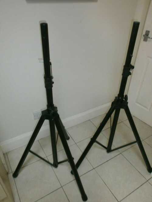 PAIR OF HEAVY DUTY LEX LIGHTING DJ SPEAKER STANDS, TELESCOPIC TRIPOD, 35MM POLE