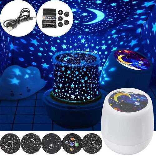 Rotating LED Night Light Projector Star Moon Sky Baby Kids Mood Lamp Gift Magic