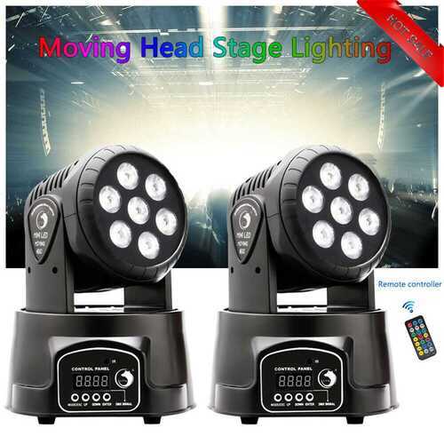 2x 70W Moving Head Stage Light RGBW Wash 7 LED 9/14CH DMX Light DJ Disco Party