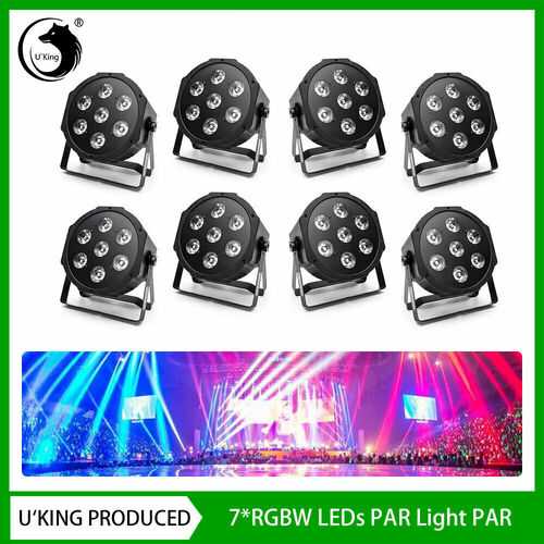 U`King 8PCS 70W Stage Lighting RGBW 7LED DMX512 Auto PAR Bar Disco Concert Light