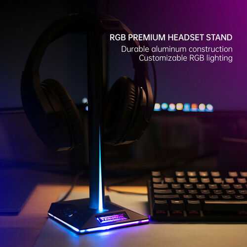 RGB Earphone Gaming Headset Holder Hanger Headphone Stand with 3.5mm 2 USB Ports