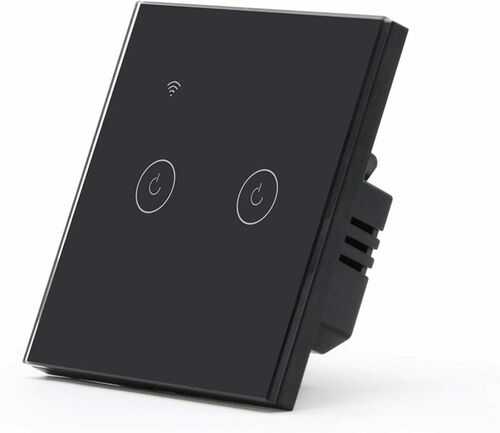 BSEED Smart Light Switch, 2 Gang 1 Way WiFi 2 1 Way, 2 1way Black