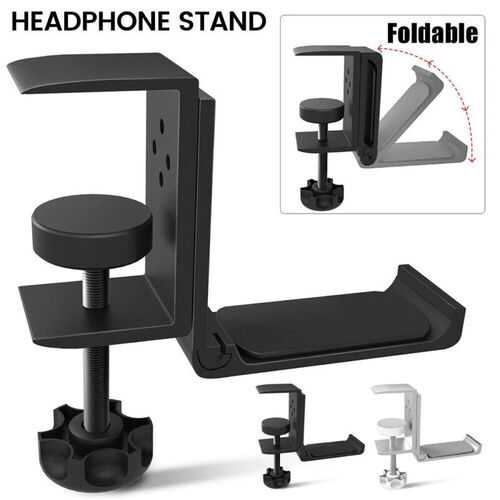 Metal Removable Headphone Hanger Stand Holder Hook Under Desk Headset Mount KF0