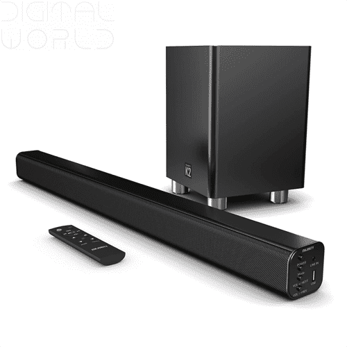 Majority K2 150W Soundbar Surround Sound System - Wireless Subwoofer - Black