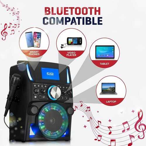 KARAOKE MACHINE WITH SCREEN - Portable Bluetooth/ CD Compact Microphone Lyrics