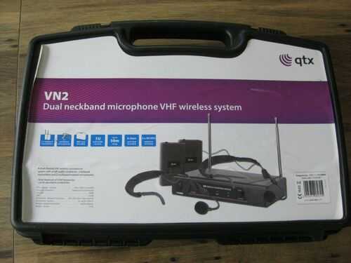qtx VN2 Dual Neckband Microphone VHF Wireless System - Dance/Zumba/Gym etc.
