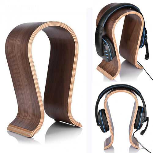 Wooden Headphone Stand U Shape Headphone Holder Walnut Finish Headset Stand tool