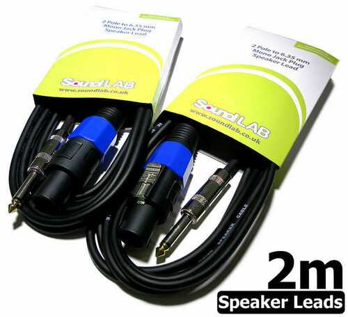 2m Speaker lead Cable SPK-ON 2 pole Plug 6.35mm Jack Speaker PA DJ stage Amp NEW