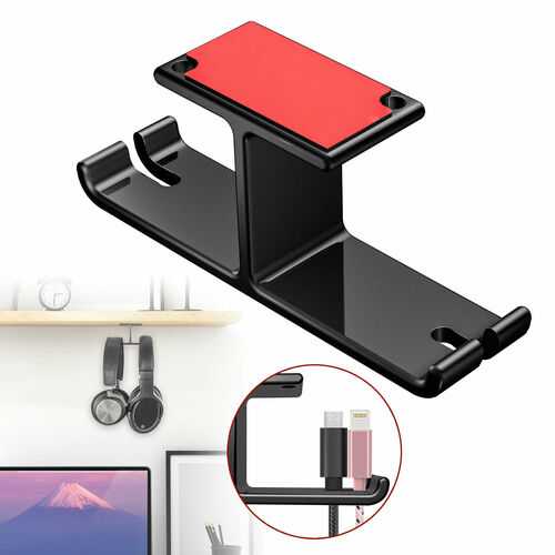 Aluminum Headphone Hanger Hook Tape Under Desk Dual Headset Mount Holders