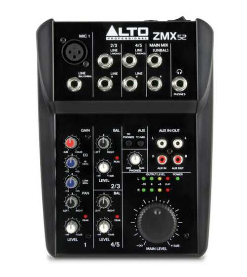 Alto Professional Audio Zephyr Zmx52 Compact 5 Channel Mixer