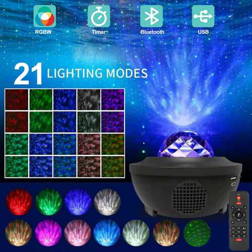 Galaxy Starry Night Light LED Star Projector Lamp Ocean Wave Projection Party UK