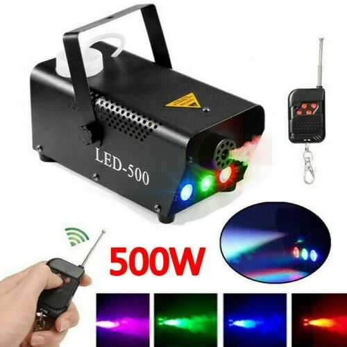 RGB LED Fog Machine Smoke Machine 500W Wireless Remote Control DJ Disco Party UK