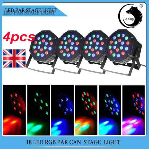 4X 18 LED Stage Lights RGB Lamp Par DMX Disco DJ Bar Party Lighting Remote 54W
