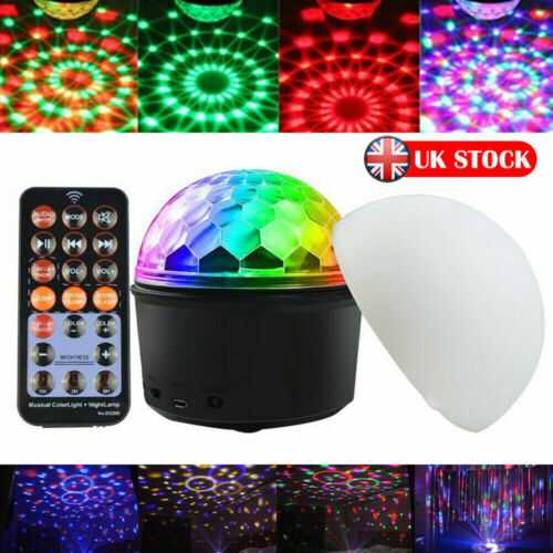 LED Stage Light Magic Crystal Ball RGB Rotating Disco Party Decor Light + Remote