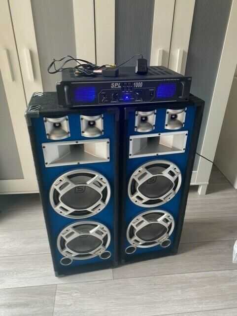 SPL 1000W Skytec Amplifier with 800W Speakes - Hi-Fi Stereo DJ Disco Party