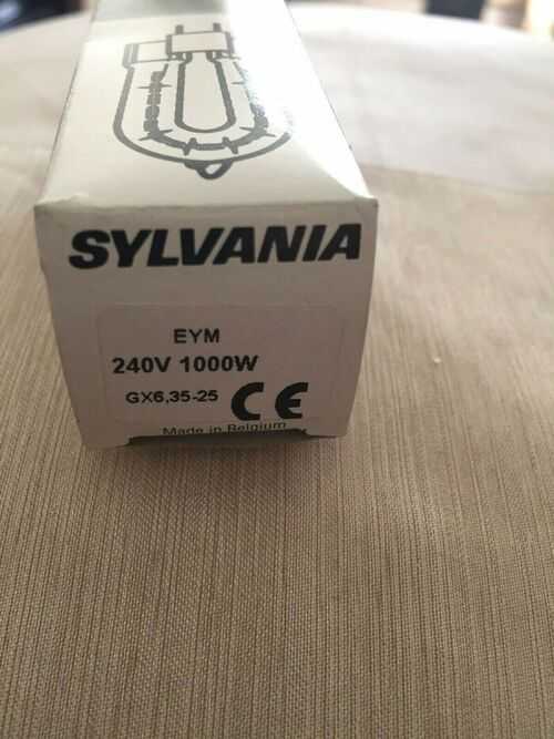 Sylvania EYM (P2/17) 240V 1000W GX6.35-25 Lamp. Made in Belgium