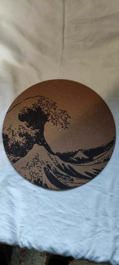 The Great Wave Off Kanagawa Hokusai Vinyl CORK SLIPMAT / Turntable SLIP MAT